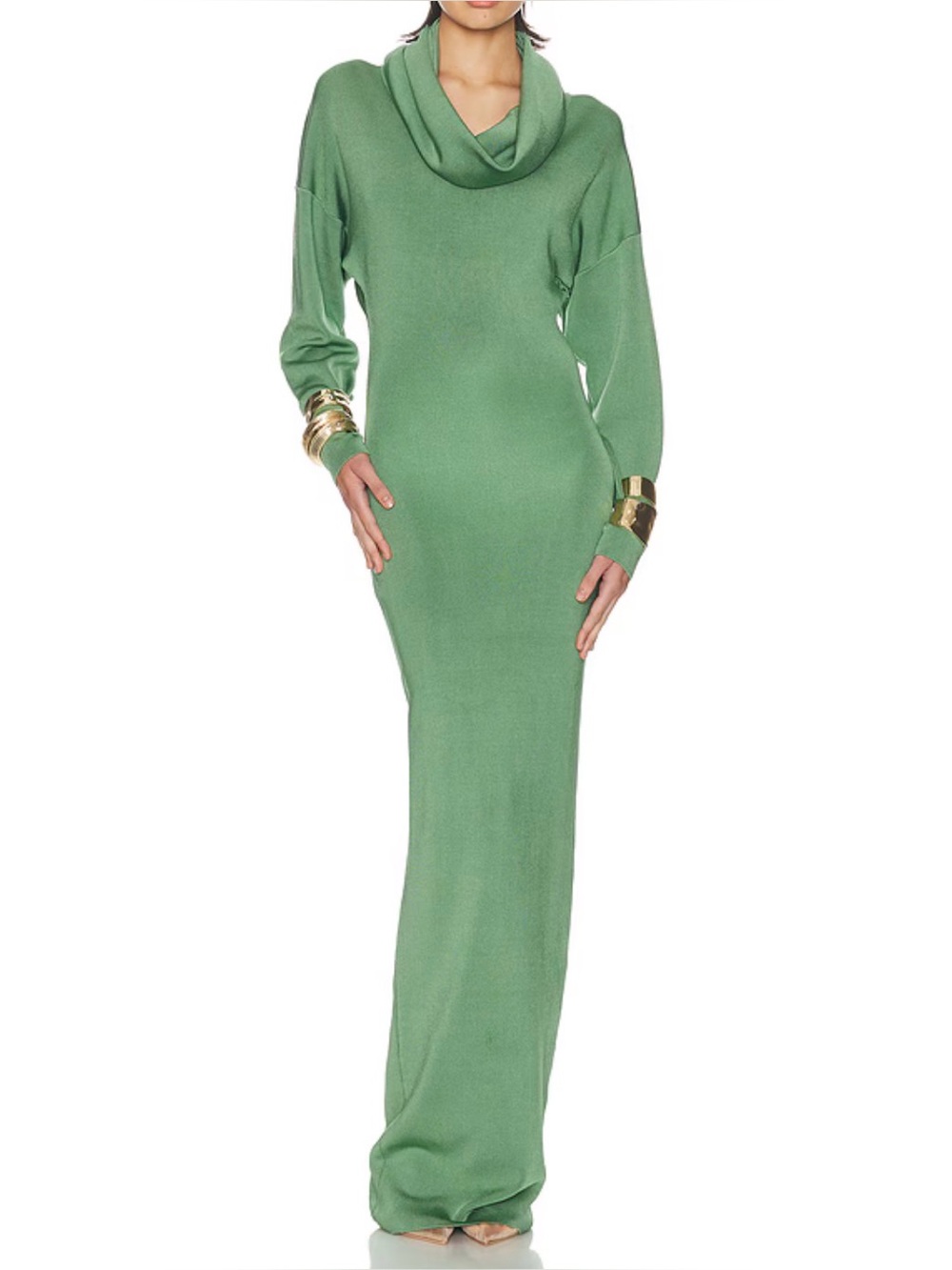 Helsa Emmalynn Cowl Shine Gown In Green